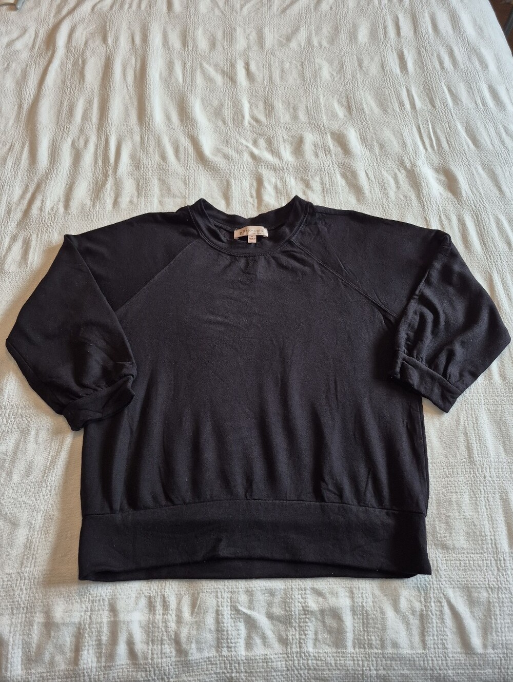 Philosophy women's Small 3/4 sleeve black sweatshirt super soft VGUC